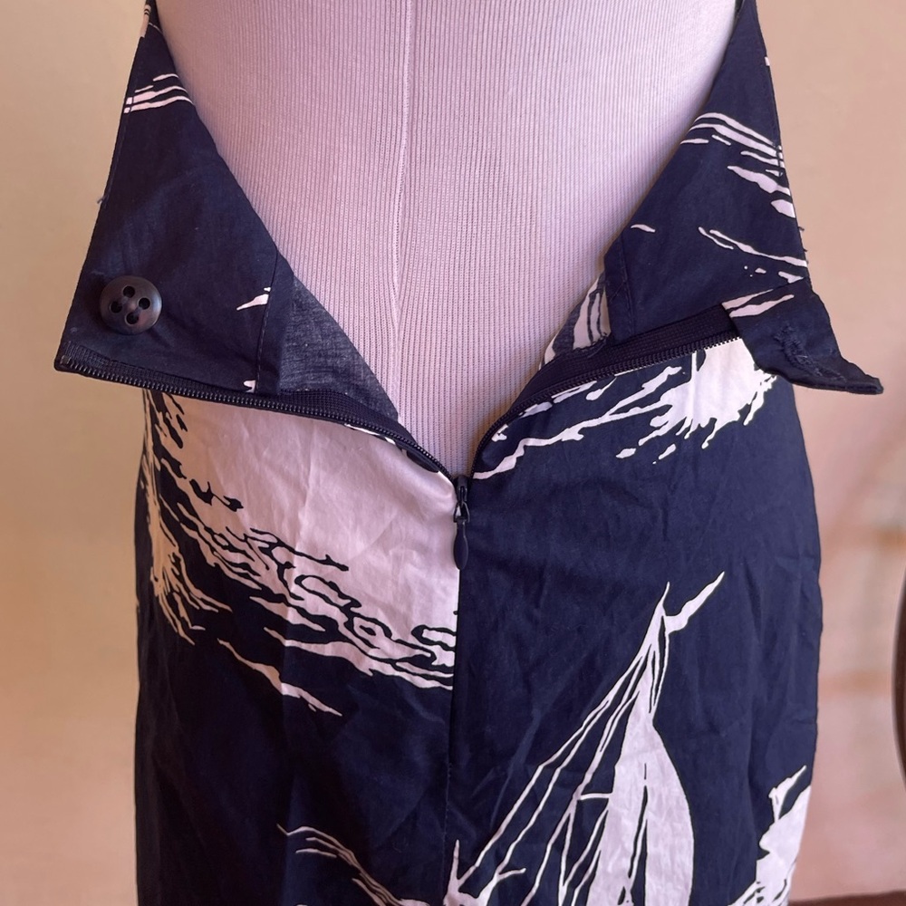 TALBOTS Navy Blue White Nautical Sail Boat Skirt Removable Tie Plus Sz 16W NWT - Picture 8 of 12